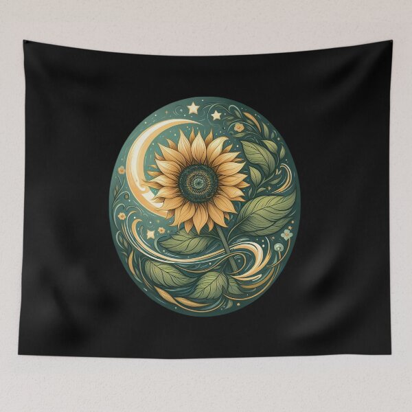 Item preview,  Celestial Sunflower with Moon and Stars designed and sold by IllumeInk.
