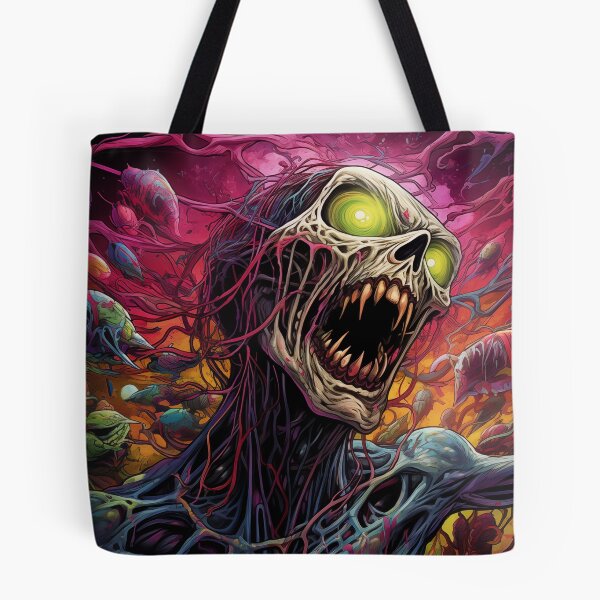 Item preview, Horror Digital Art with Skeleton Monster, Surreal Style, Bright Neon Colors, Abstract Background designed and sold by TIA-shop.