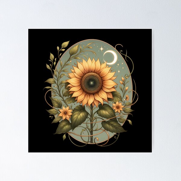 Item preview,  Enchanted Sunflower Under Moonlit Sky designed and sold by IllumeInk.