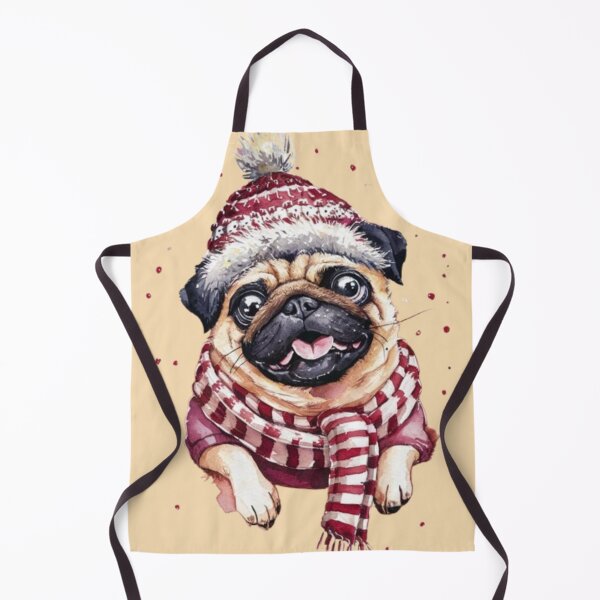 Item preview, Pug Dog with a festive knit hat and a cozy scarf designed and sold by 123ks.