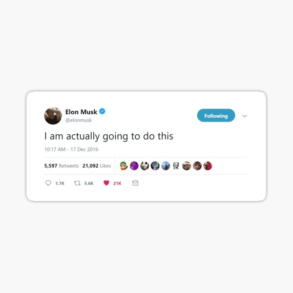 Artikel-Vorschau von Elon Musk Tweet Twitter, designt und verkauft von Joshua Burgess.