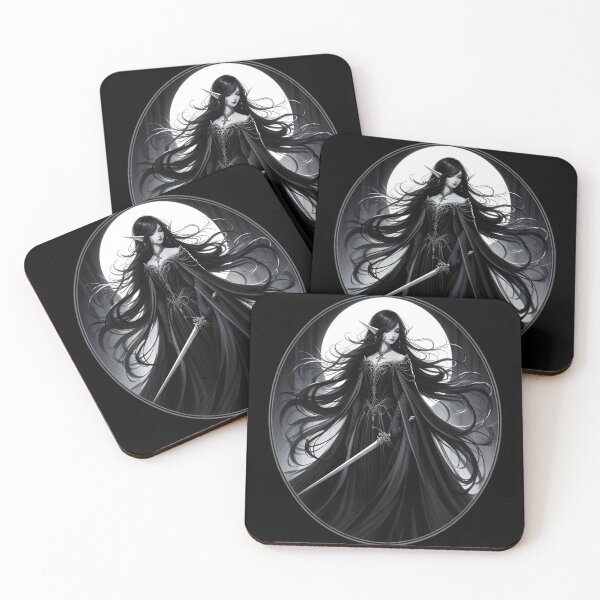Item preview,  Mysterious Elven Warrior in Black Gothic Attire designed and sold by IllumeInk.