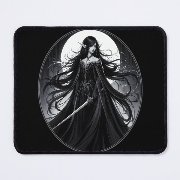 Item preview,  Mysterious Elven Warrior in Black Gothic Attire designed and sold by IllumeInk.