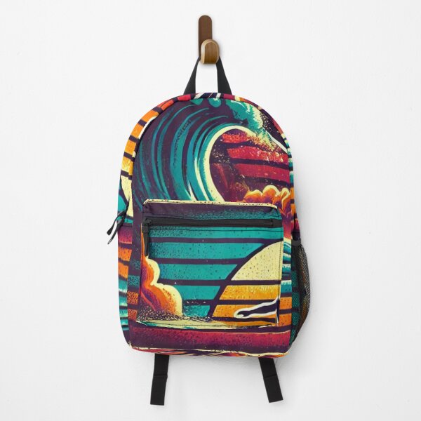 Item preview, Vintage Surfer Riding the Wave at Sunset with Palm Trees designed and sold by Blink Art Studio.