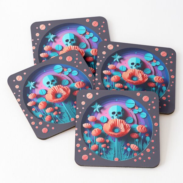 Item preview, Surreal Addiction Horror Poppy Opiate Drugs Pills Poppies Skull designed and sold by SomniferumWars.