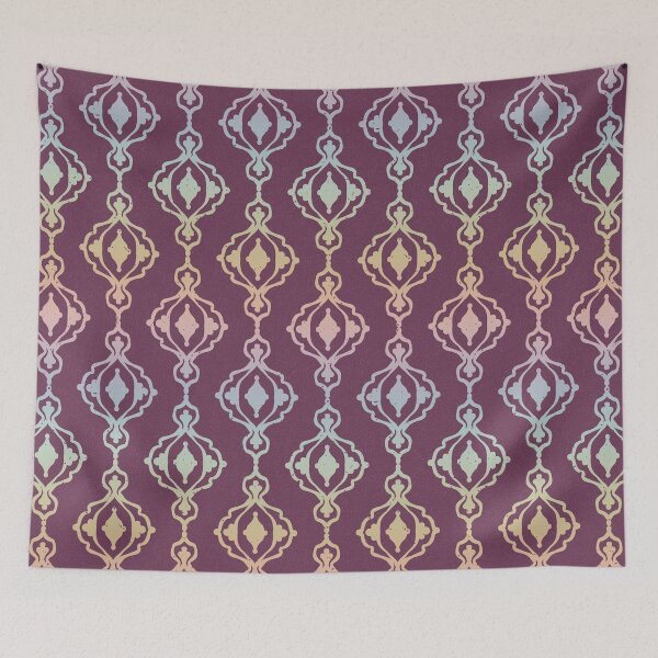 Item preview, Dacha Arabesque Pattern - Beet + Rainbow Sorbet designed and sold by Irene Estelle.