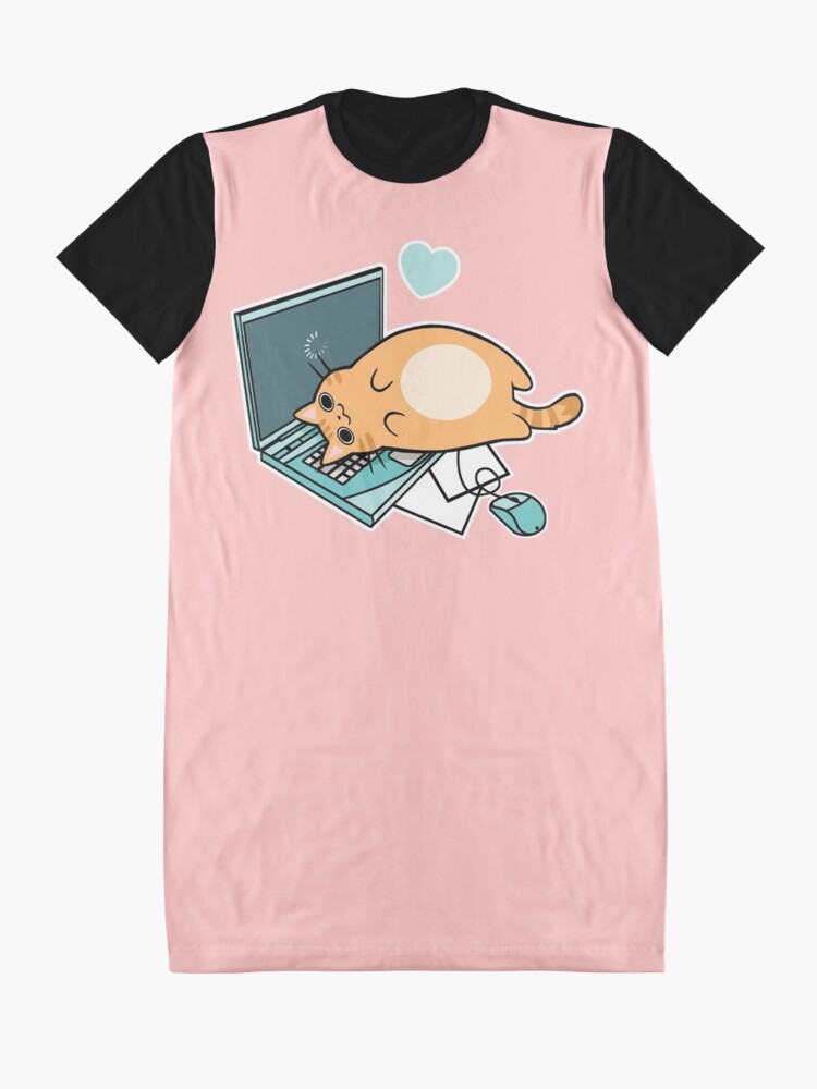 Alternative Ansicht von Nette Laptop-Katze T-Shirt Kleid