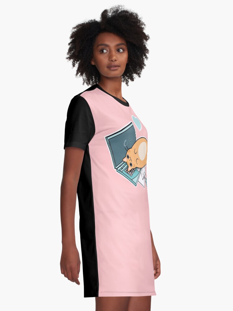 Alternative Ansicht von Nette Laptop-Katze T-Shirt Kleid