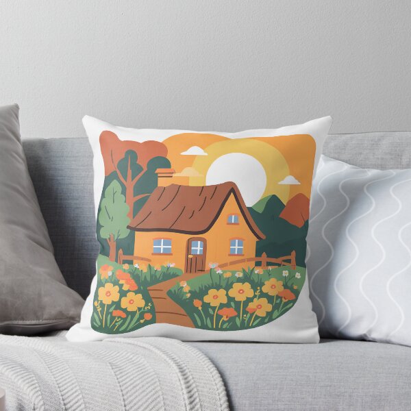 Item preview, Autumn Cottage with Flower Path designed and sold by maraaust.