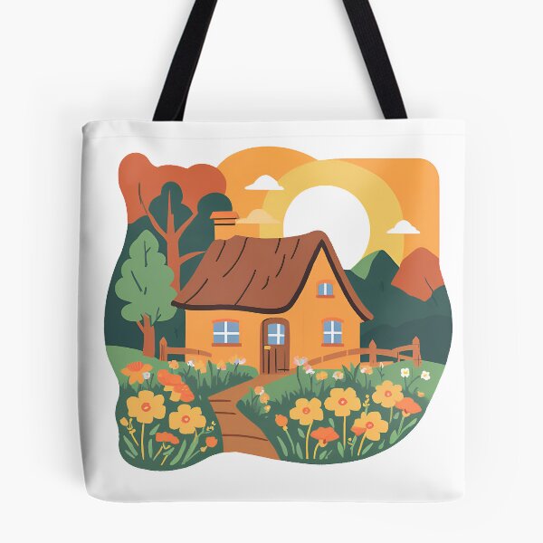 Item preview, Autumn Cottage with Flower Path designed and sold by maraaust.