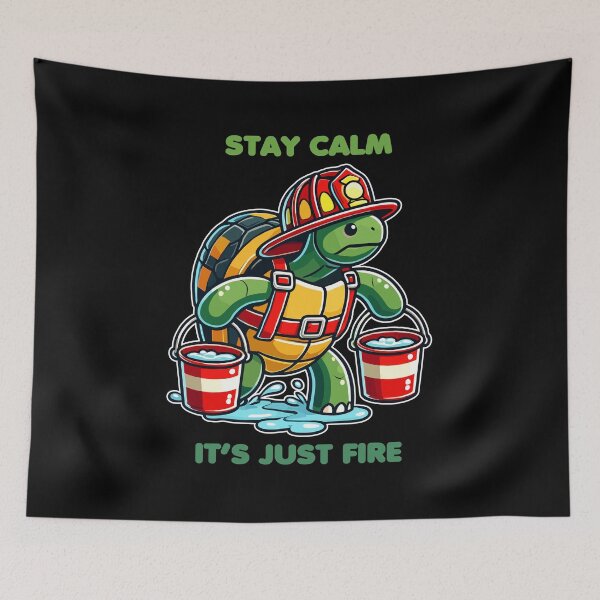 Item preview, Turtle Firefighter - Stay Calm It's Just Fire designed and sold by MaateoDesign.