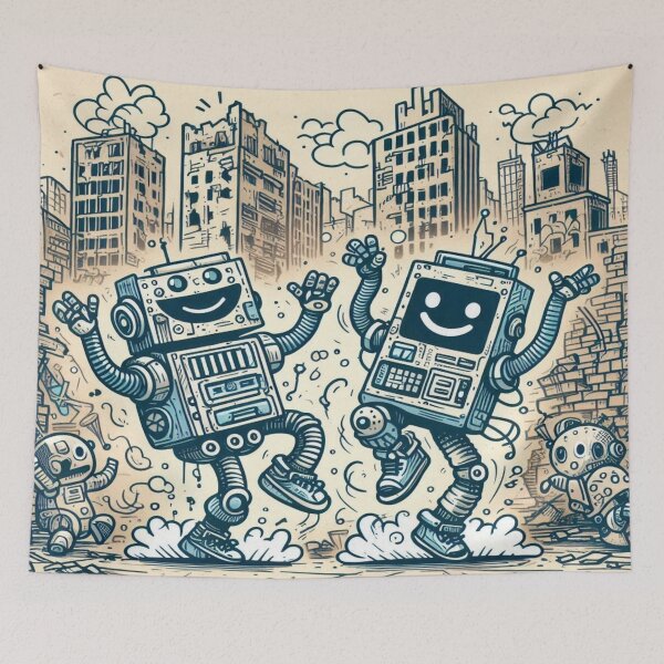 Item preview, falcon88 "Post-Apocalyptic Robot Dance-Off (Doodle Style) designed and sold by Imaginarium of Chaos falcon88 .