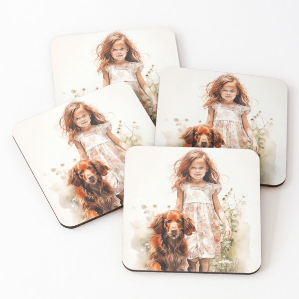 Item preview, Little girl with Irish Setter designed and sold by PetsArt.