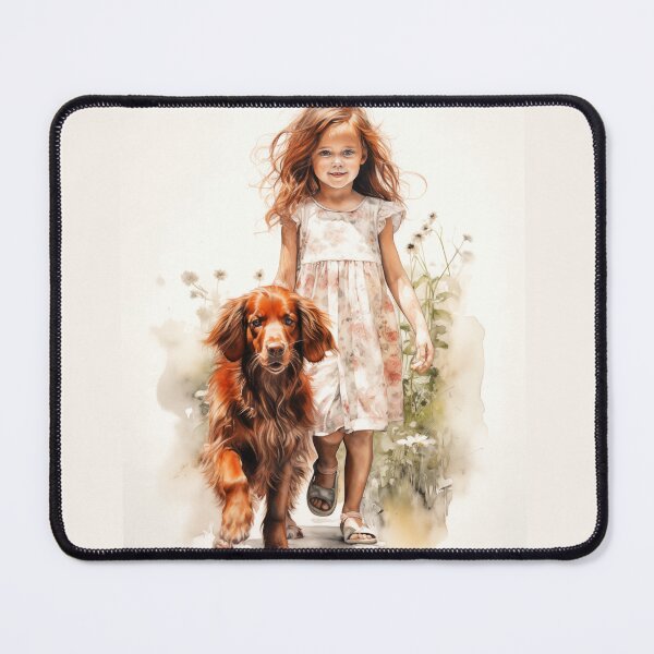 Item preview, Little girl with Irish Setter designed and sold by PetsArt.