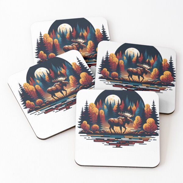 Item preview, Moose Under Moonlight in an Autumn Forest designed and sold by katgosnice.