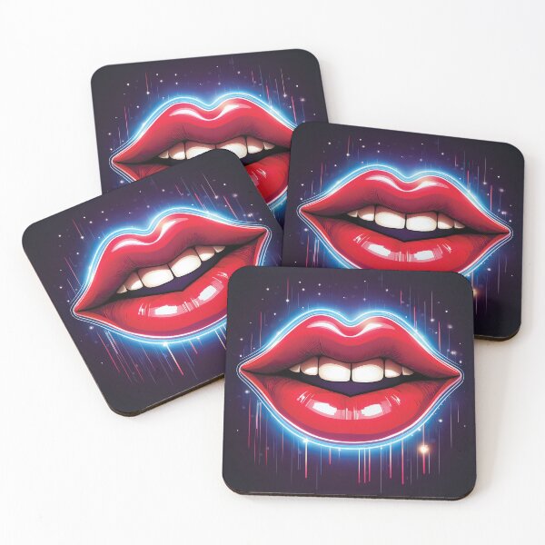 Item preview, A high-energy design with bright, smiling red lips that glow with neon lights. designed and sold by HEMRO.