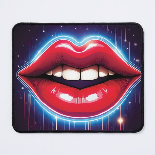 Item preview, A high-energy design with bright, smiling red lips that glow with neon lights. designed and sold by HEMRO.