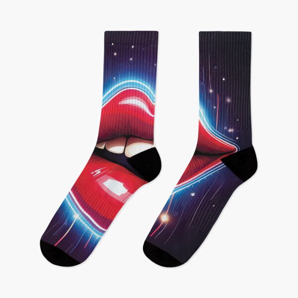 Item preview, A high-energy design with bright, smiling red lips that glow with neon lights. designed and sold by HEMRO.
