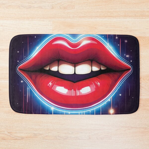 Item preview, A high-energy design with bright, smiling red lips that glow with neon lights. designed and sold by HEMRO.