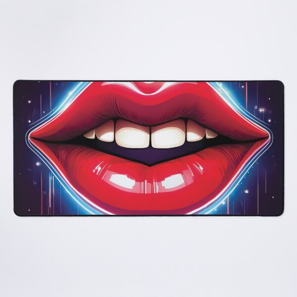 Item preview, A high-energy design with bright, smiling red lips that glow with neon lights. designed and sold by HEMRO.