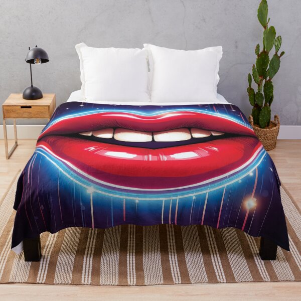 Item preview, A high-energy design with bright, smiling red lips that glow with neon lights. designed and sold by HEMRO.