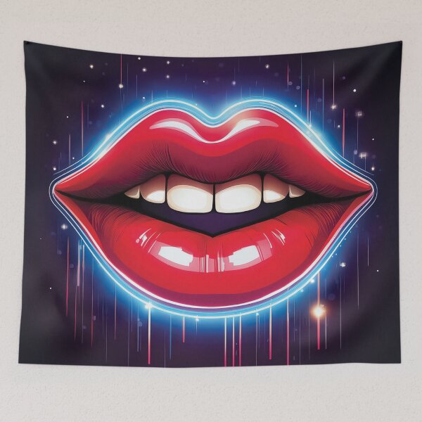 Item preview, A high-energy design with bright, smiling red lips that glow with neon lights. designed and sold by HEMRO.