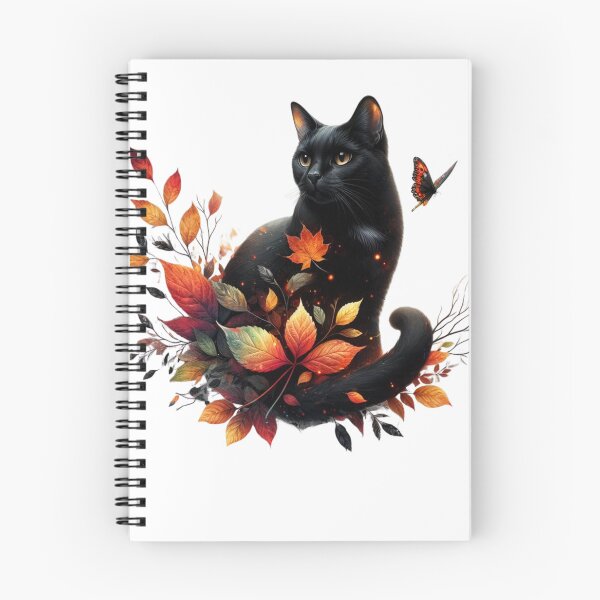 Item preview, Autumn's Black Cat with Leaves and Butterfly designed and sold by katgosnice.