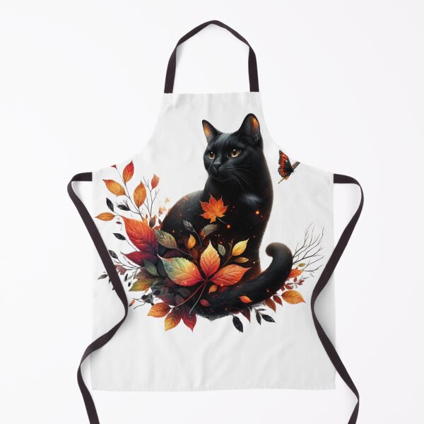 Item preview, Autumn's Black Cat with Leaves and Butterfly designed and sold by katgosnice.