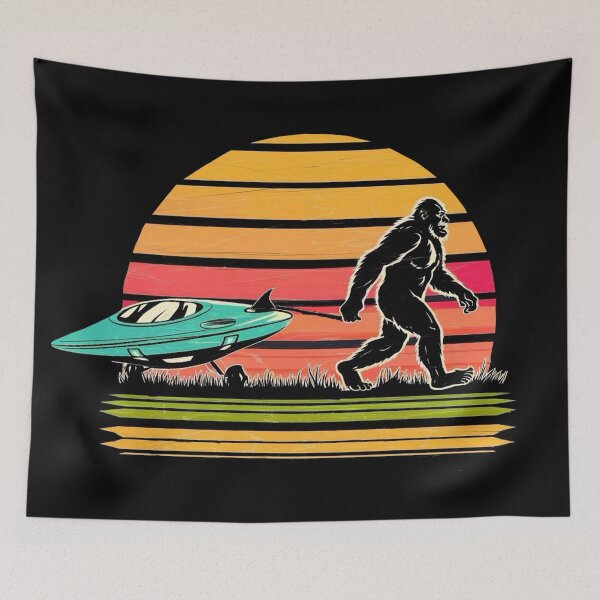 Item preview, Bigfoot Dragging Alien Ship designed and sold by Myra365Art.