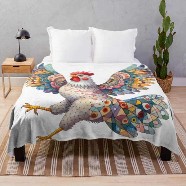 Item preview, Scandinavian Folk Art cute flying Rooster Cockerel by heidiannemorris designed and sold by FOLK ART FUSION by heidiannemorris.