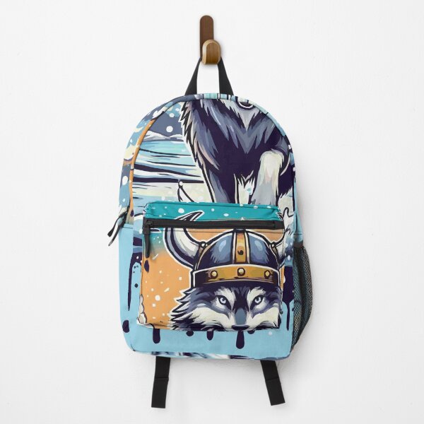 Item preview, A wolf wearing a Viking helmet, running through a winter landscape designed and sold by Mahilis.