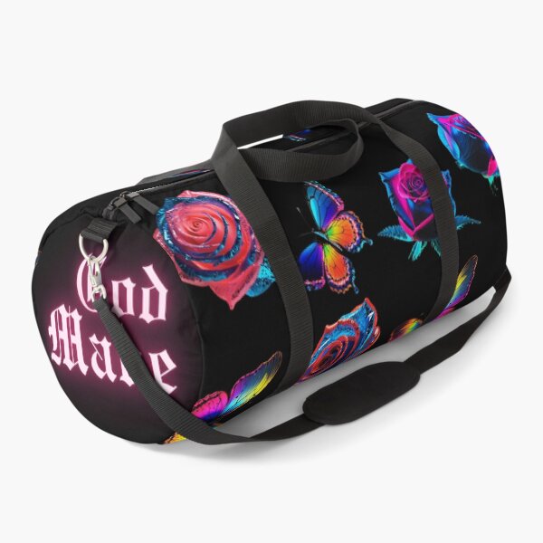 Item preview, God Made Neon Crystal Floral Duffle Bag designed and sold by TheInnerIndigo.