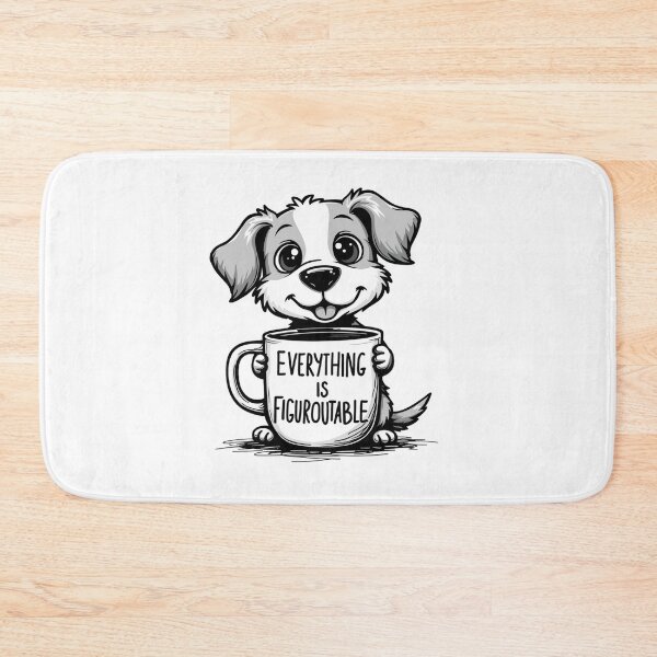 Item preview,  Chill Coffee Dog: Everything is Figureoutable Motivational Cartoon Art designed and sold by Neon Bones Studio.