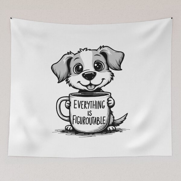 Item preview,  Chill Coffee Dog: Everything is Figureoutable Motivational Cartoon Art designed and sold by Moad Fahim.