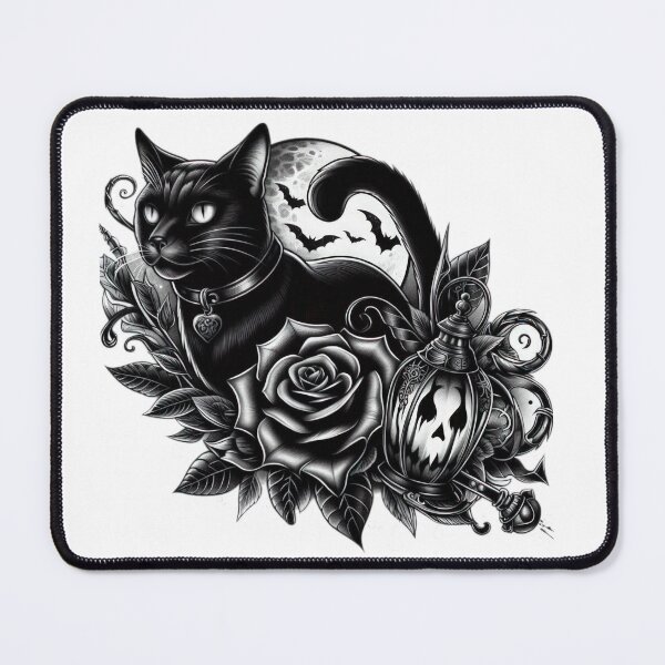 Item preview, black cat with rose and full moon halloween black cat,Witchs Cat, Halloween tattoo , halloween pumpkin designed and sold by Expressions-Sel.