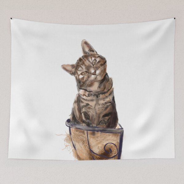 Item preview, Curious Cat in a Basket designed and sold by QuirkyCritterCo.