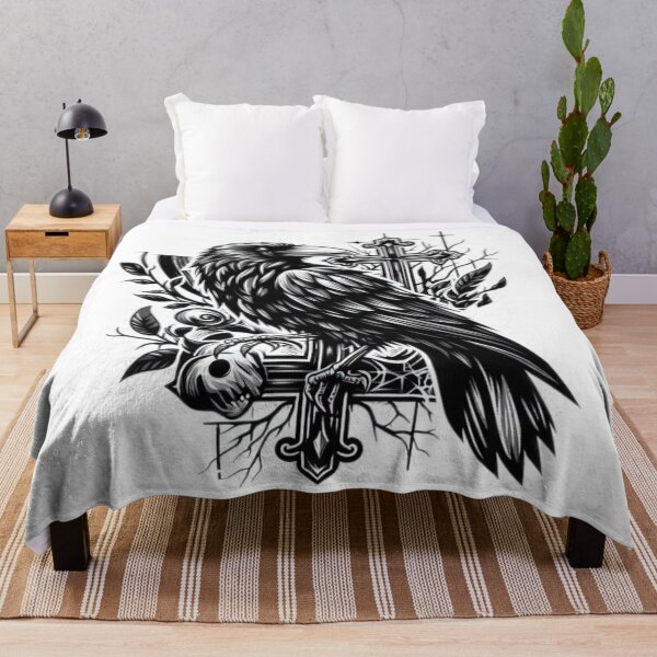 Item preview, black raven with cross , Halloween tattoo , halloween black raven designed and sold by Expressions-Sel.