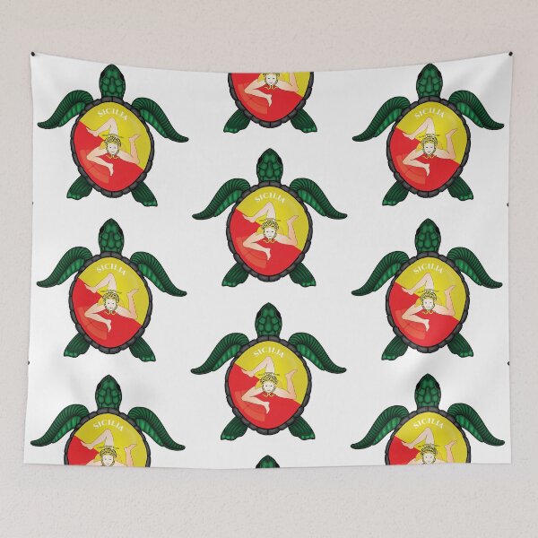 Item preview, Sicilia Turtle with flag colors and emblem designed and sold by EmeraldeaArt.