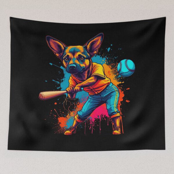 Item preview, German Sheppard dog playing baseball designed and sold by Furrifico.