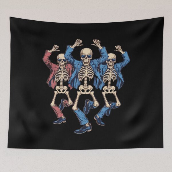 Item preview, Dancing Skeleton, Funny Halloween Costume skull dance designed and sold by ArtByKatti.