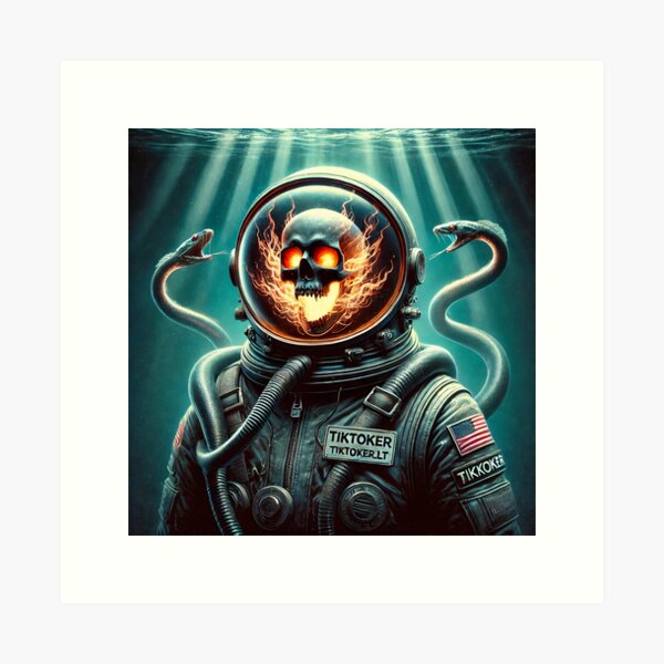 Astronaut skull Art Print