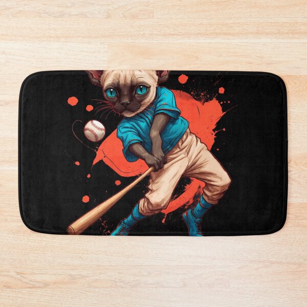 Item preview, Siamese cat playing baseball designed and sold by Furrifico.
