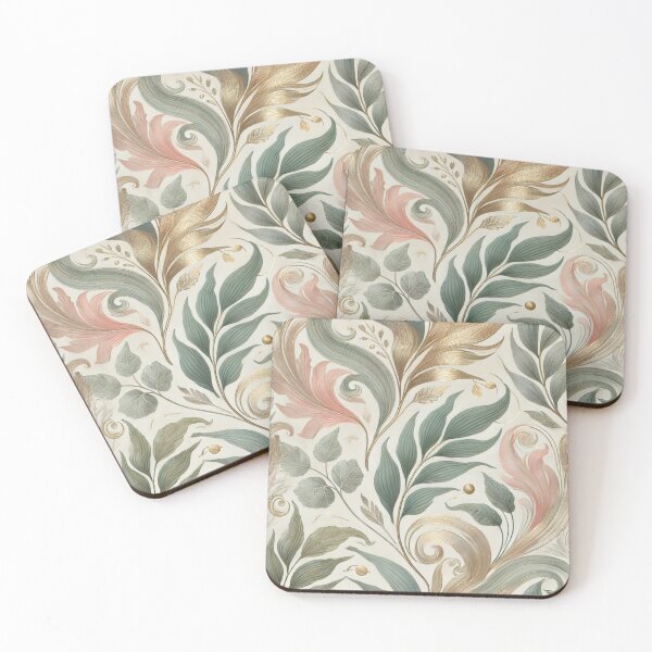 Item preview, Intricate Gold-Accented Leaves in Calming Hues designed and sold by TeslaSt0re.