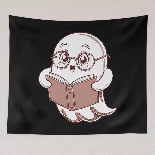 Item preview, cute bookworm ghost wearing glasses  designed and sold by olekskotarczak.