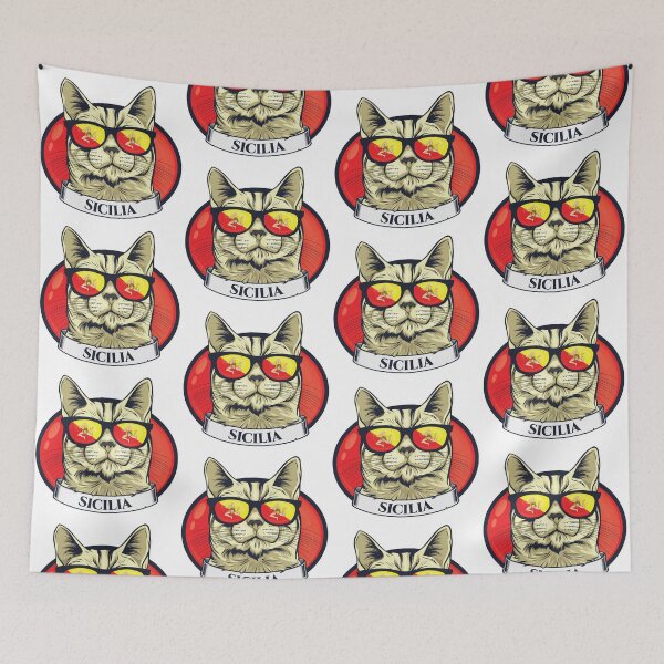 Item preview, sicilia emblem and flag colors in a cat designed and sold by EmeraldeaArt.