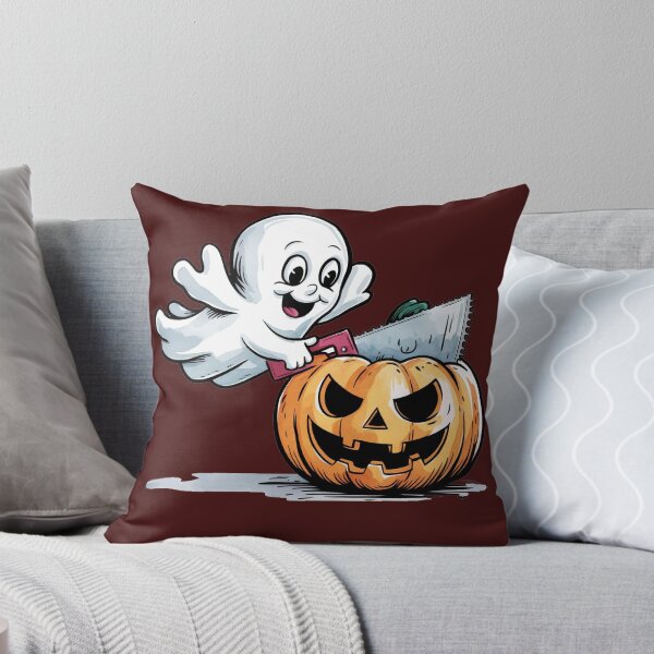 Item preview, ghost is carving a jack-o'-lantern designed and sold by jkrphoto.