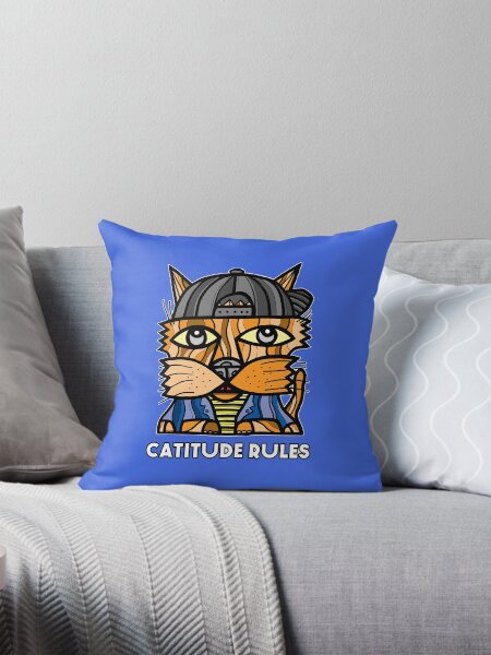 "Catitude Rules" Throw Pillow