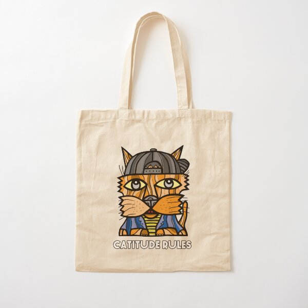 "Catitude Rules" Cotton Tote Bag