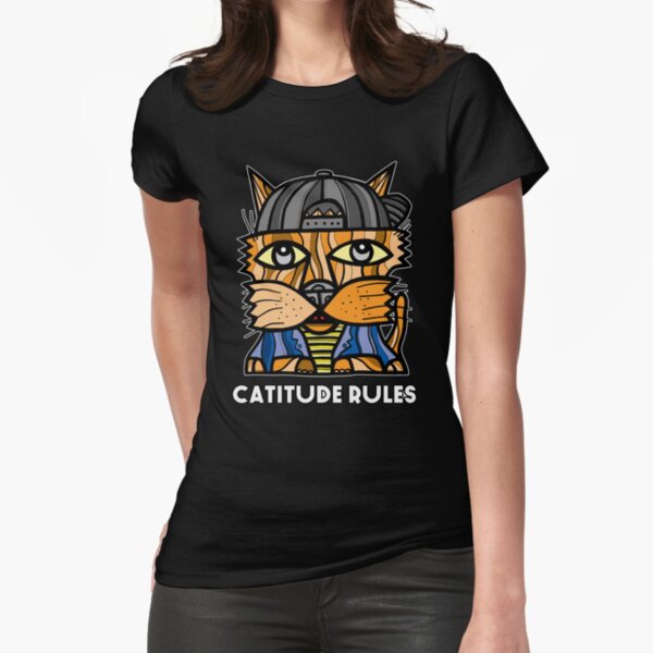 "Catitude Rules" Fitted T-Shirt