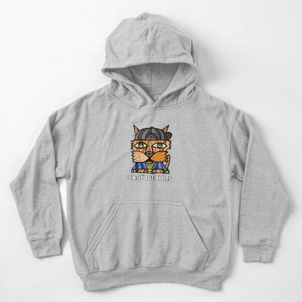 "Catitude Rules" Kids Pullover Hoodie